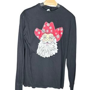 Cotton Heritage Cowboy Santa Christmas black long sleeve shirt women's medium
